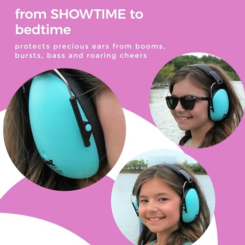 BANZ Kidz Earmuffs 2 Years & Older - Loud Noise Cancelling, Size Adjustable - color: Turquoise