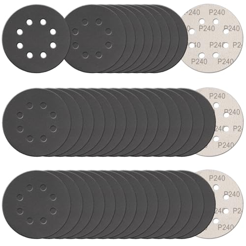 100Pcs 5 Inch Sanding Discs Hook & Loop 8-Hole Wet Dry Sandpaper 240 Grit - style: 100Pcs 240 Grit