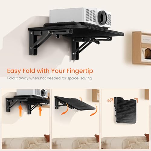 Homode Floating Entertainment Shelf, Folding Projector Shelf, Black - color: Balck