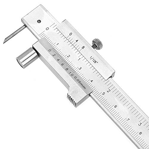 200mm Vernie Scribing Caliper, 8in Stainless Sheet Metal Scribe Tool, ±0.05mm Accuracy Parallel Cross Caliper Gauges, Metal Marking Tool with PU Leather Bag for Industry Marking