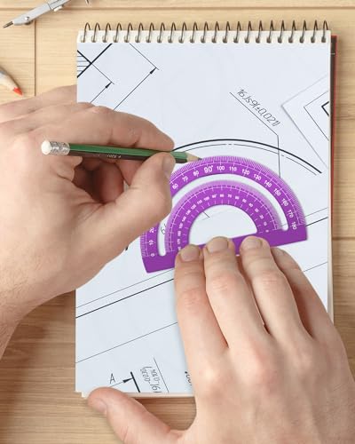 Honagu Triangular Ruler Set, 4+1Pieces Aluminum Alloy Ruler, Metal Drafting Ruler, Geometric Protractor for Students, School Office Supplies (Purple, 20cm) - color: Purple