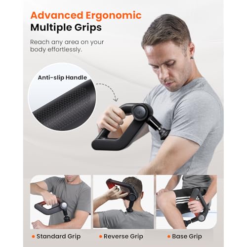 BOB AND BRAD D5 Pro Plus Handheld Massage Gun with Heat, FSA-HSA Eligible Deep Tissue Percussion Massage Gun, Powerful Muscle Massager for Athletes Fitness Workout & Daily Recovery, Birthday Gift - color: Pure Black