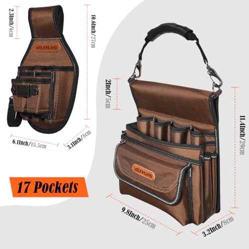 WELKINLAND 7-Pocket & 10-Pocket Tool Belt Pouches Set, Handy Tool Pouch