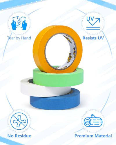 EFOK 20 Rolls Painters Tape 1 Inch Colored Bulk Masking Paint Tape 55 Yds