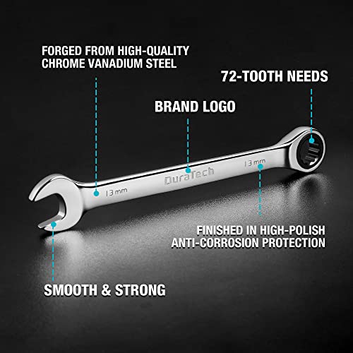 DURATECH 10-Piece Ratcheting Wrench Set, Metric, 6mm-18mm - size: 6.0-18.0mm