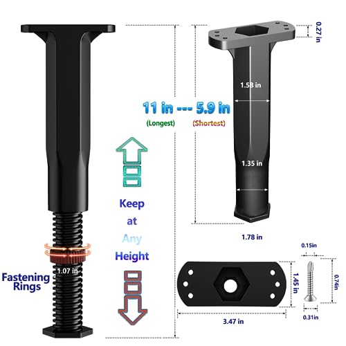 5.9-11in Bed Support Legs for Bed Frame Support,Slat Support 2PC - size: 2pcs (5.9-11 in Adjustable)