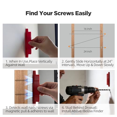 2-Pack Magnetic Stud Finder - No Batteries Required, Easy to Use Stud Buddy Tool for Locating Wood Studs, Metal Screws & Nails Through Drywall, Wall Scanner Detector(SF-01)