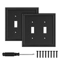 Black Modern Decorative Double Toggle Light Switch Cover Plate - size: 2 Gang Double Toggle