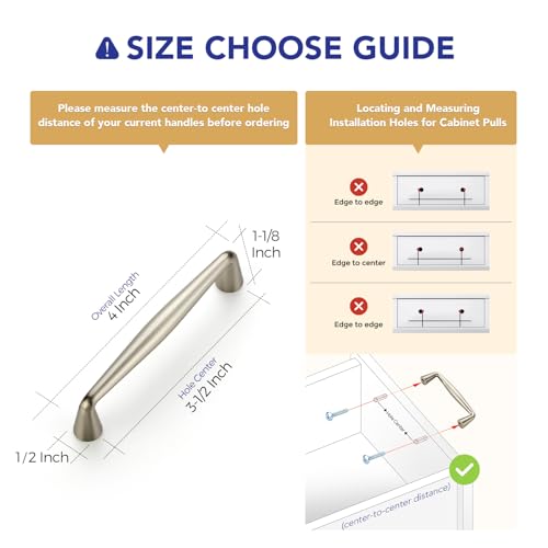 Ravinte Brushed Nickel Cabinet Handles Solid Handles,3-1/2 Inch,10 Pack - color: Brushed Nickel, size: 3-1/2 Inches Hole Center