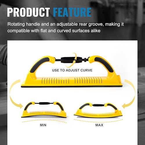 S SATC 2-3/4" x 15-3/4" Adjustable Radius Longboard Flexible Sanding Blocks with Hook & Loop Backing and PSA Sandpaper Conversion Adapter Pad for Sanding Auto Body Woodworking - style: Yellow Longboard Sanding Blocks