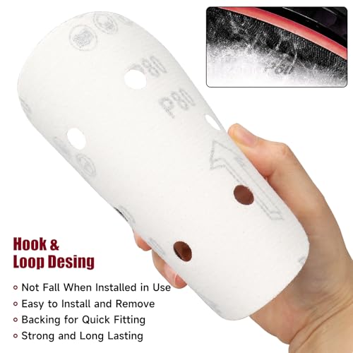 100 PCS 6 Inch Sanding Discs Random Orbital Sander Sandpaper - style: 6 Hole-Red