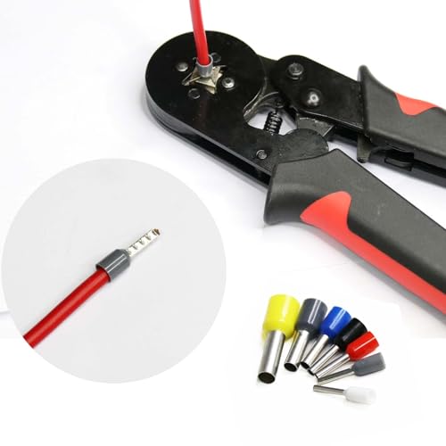 Ferrule Crimping and stripperring Tool Kit, Contain One AWG 23-7 (0.25-10mm²) Self-Adjustable Ratchet Wire Crimping Tool, Suitable for AWG10-24(0.2-6mm²) Wire Stripper and 1900PCS Wire Terminals - size: 1900 pcs+Stripper+Crimper