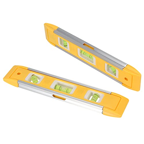 6 Pack 9 Inch Magnetic Torpedo Level with 45, 90, 180 Degree Bubbles, Plastic Shell Shock Resistant Torpedo Level, Yellow Spirit Level Measuring Tool - color: Yellow, size: 6PCS
