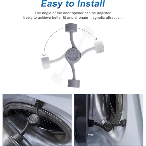 Magnetic Door Prop for Front Load Washer, 360° Adjustable Compact (Black) - color: Black