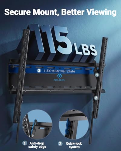 PERLESMITH Tilt TV Wall Mount with LED Light, TV Mount for 26–60 Inch TVs up to 115 lbs, Low Profile Backlit TV Bracket with Music Sync, Fits 8″/16″ Wood Studs, Max VESA 400x400mm, PSTVM74B - size: 23-60" Tilt TV Wall Mount with LED