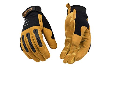 Kinco Work Glove, 2035 Foreman Synthetic Suede Leather Palm, Comfortable Polyester-Spandex, Durable, Safety Gloves, Farm, DIY, Landscaping, Ranch, Construction, Carpentry, Mechanics - Large