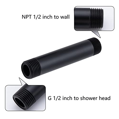 Shower Arm 4 Inches Ceiling Mount Replacement Rain Straight Arm Ceiling-Mounted For Fixed Shower Head & High Pressure Rain Matte Black,SW-91038-4MB. - color: R-angle Square Flange-4" Matte Black