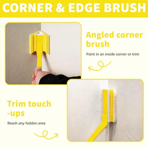 14 Pcs Paint Edger Tool Kit Yellow Edge Painting Tools for Walls Ceilings - color: Yellow