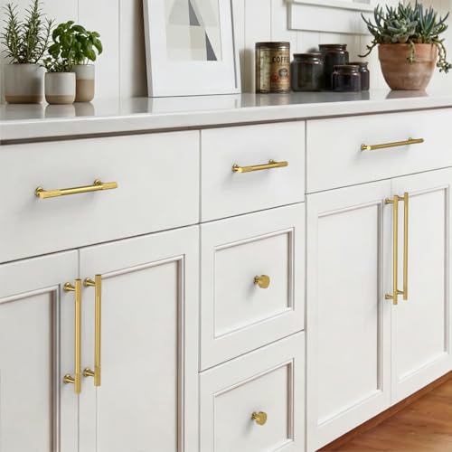 10 Pack Vibrant Brushed Moderne Brass Cabinet Pulls 3 Inch(76mm) Heavy-Duty Solid Kitchen Cabinet Handles Cabinet Hardware Drawer Pulls - color: Vibrant Brushed Moderne Brass, size: 3" Hole Center