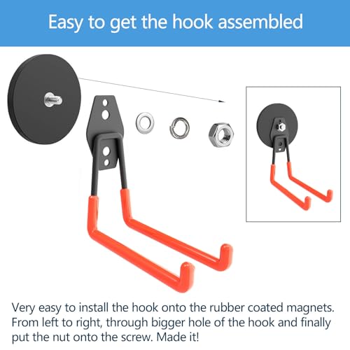 Heavy Duty Large Magnetic Hooks, Strong Magnet Hooks for Garden Tools,Hose,Straps,Steel Pegboard,Workshop,Anti-Scratch Extra Strong Magnetic Hook,Magnetic Cable and Tool Holder(2 Pack) - style: Large L/2 pack 26-130lbs