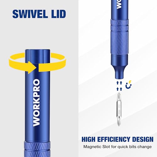 WORKPRO 24 in 1 Multi Bit Mini Screwdriver Set Magnetic, Blue - color: Blue