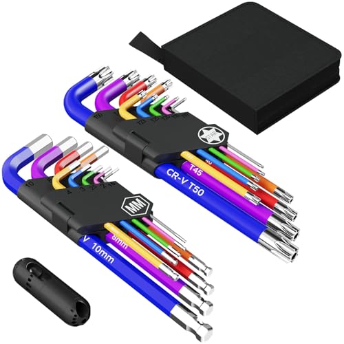 18 PCS Hex Key Set, Color-Coded, Chrome Vanadium Steel, Industrial Grade, T10-T50 - size: 18PCS Set