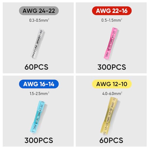 TICONN 720PCS Heat Shrink Butt Connectors, Crimp Wire Connectors Kit - size: 720 PCS-4Sizes