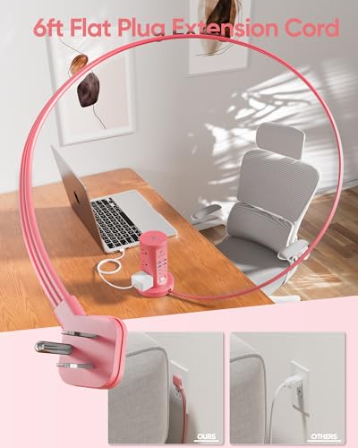 Power Strip Tower, kakyanill Charging Station 9 AC Outlets 8 USB Ports - color: Pink, size: 24W