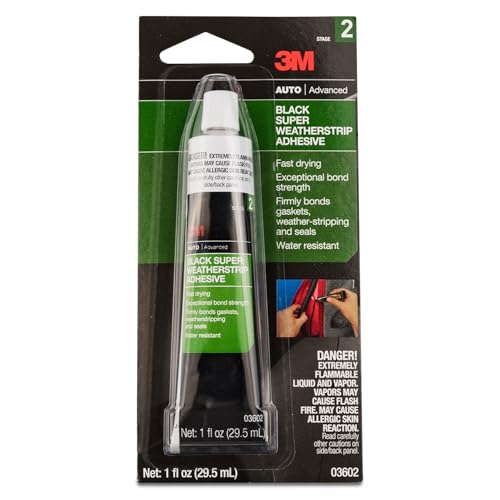 3M Black Super Weatherstrip Adhesive, 03602, 1 fl oz, 1 Per Pack - size: 1 fl oz.