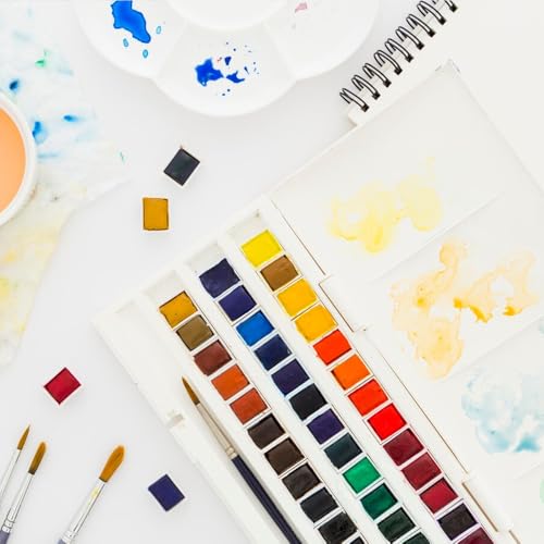 100Pcs Watercolor Half Pans Empty with Magnetic Stripe,Plastic Palette Tins - color: 100 Half Pans
