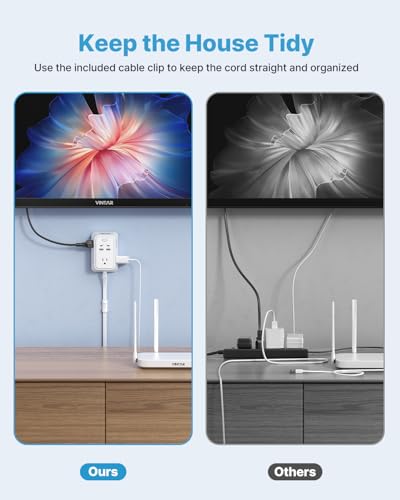 VINTAR Electrical Outlet Extender, 36in Short Power Strip with 2 USB C - style: 3FT-90° right-angle plug