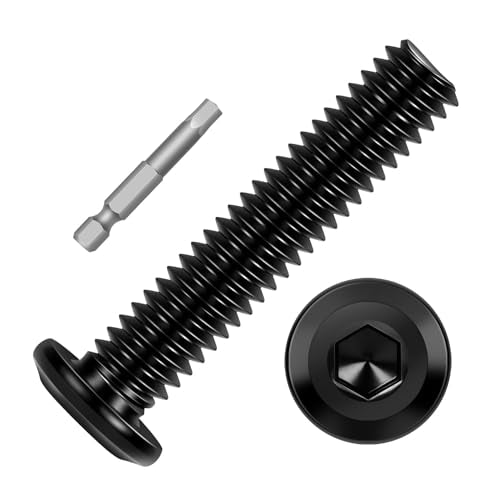 10 PCS 5/16"-18 x 1-1/2" Flat Head Socket Cap Screws Bolts, Flat Round Head Furniture Allen Bolts, Stainless Steel 304, Full Thread, Black Coating, Screwdriver Bit Included - size: 5/16"-18 x 1-1/2"
