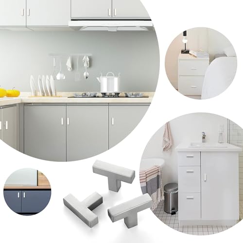 Cabinet Pulls Single Hole Cabinet Handles, 10 Pack Square Brushed Nickel Bar Cabinet Pulls Drawer Cabinet Knobs Cupboard Hardware Cabinet Handles, Stainless Steel Single Hole Cabinet Knobs - color: Brushed Nickel, size: Single Hole - No Hole Centers