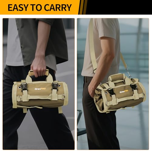 GrenPRO Roll Up Tool Bag with Detachable Tool Pouches 4D Ring - color: Khaki