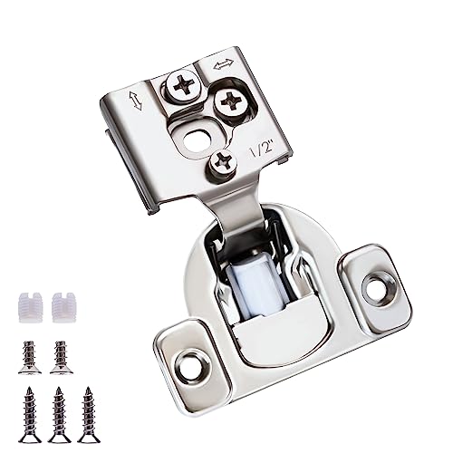 6 Pack 3 Pair 1/2 inch Overlay Self Slow Closing Door Hinges - Face Frame Cabinet Concealed Hinges with Built-in Damper, 3 Way Adjustability - color: 6PACK, size: 1/2 in. Overlay