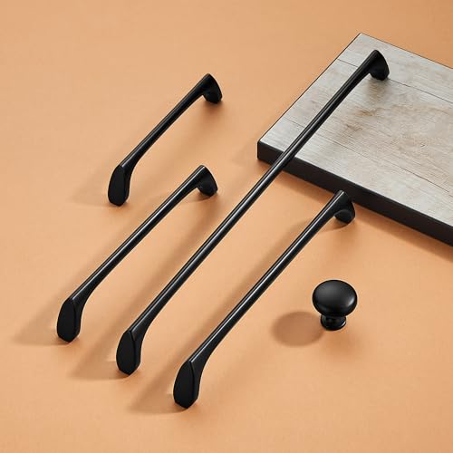 AVICCI 5 Pack Cabinet pulls-12.6"/320mm Mattle Black Modern Drawer Handles for Kitchen Cabinet Handles Batheroom Drawer Dresser Furniture Handware - color: Mattle Black, size: 12.6"(320mm)Hole Center-5Pcs