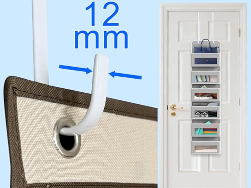 Single Long Over Door Steel Hooks 4 Pack Fit 1-3/8" Door 12" White - size: 12"Length