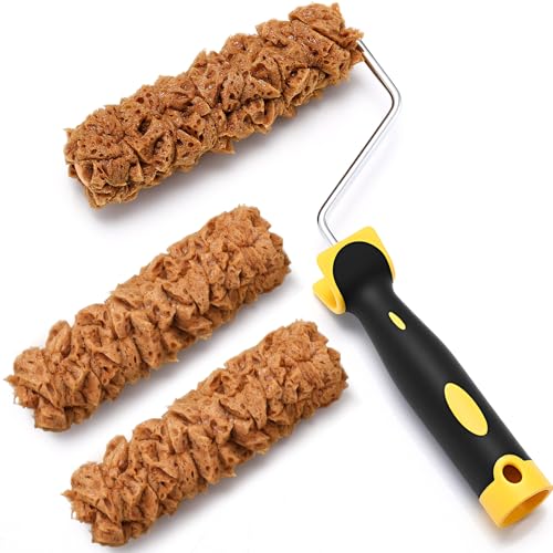 Threlaco 3 Pcs Texture Sponge Paint Rollers with Frame, 6in Roller for Wall