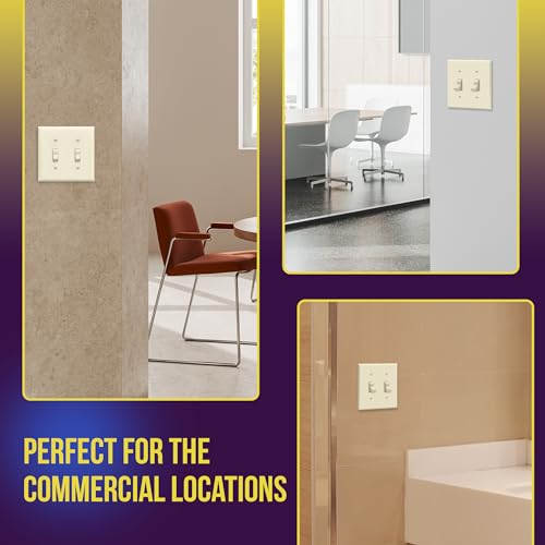 ENERLITES Toggle Light Switch Wall Plate, Gloss Finish, Size 2-Gang 4.50" x 4.57", Unbreakable Polycarbonate Thermoplastic, 8812-LA, Light Almond - color: Light Almond, size: Screw