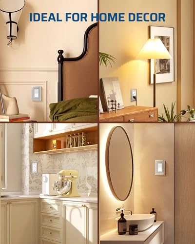 DEWENWILS 4-Pack Metal Wall Outlet Cover, Decorator Wall Plates - color: Brushed Nickel, size: 1 Decorator 4PK