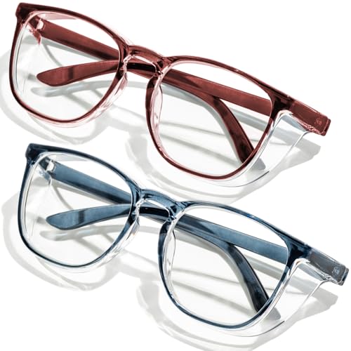 Safety Glasses Anti Fog Clear Blue Light Blocking Eye Protection Nurse Goggles for Women Men - color: A4 Blue + Brown