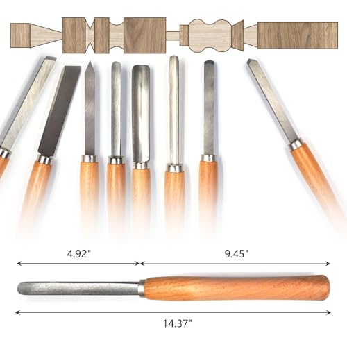8 Pcs Wood Turning Tools for Lathe, Lathe Chisel Set