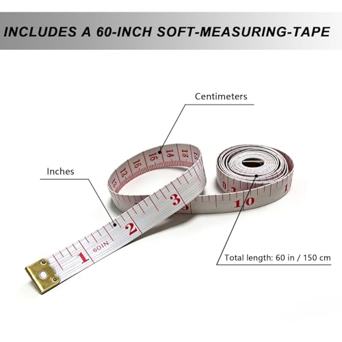 6 PCS Tape Measure Body Measuring Tape with Soft Ruler & Scissors for Sewing, Fabric, Cloth, Knitting, Tailor, DIY Home Craft, Mini Retractable Dual Scale 60 Inch