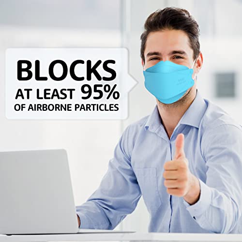 LEVENIS KN95 Face Masks 50 Pack, Breathable Comfortable and Disposable KN95 Mask, Blue - color: Adult-blue