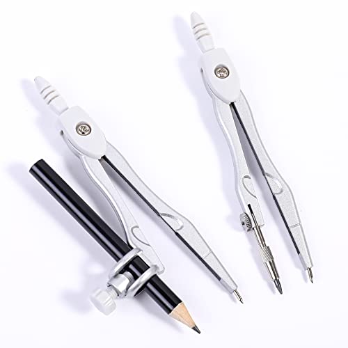 Unjoo Geometry Set 10 Pcs Student Supplies, Protractor and Compass (Grey） - color: Grey