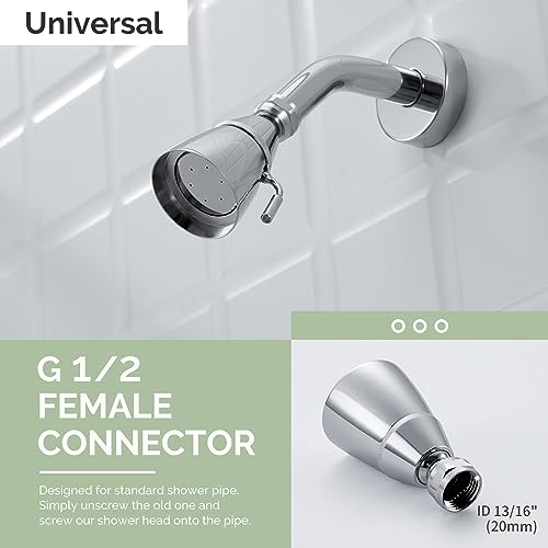 Angle Simple Shower Head High Pressure, Brass Shower Sprayer G 1/2, Chrome - color: Chrome
