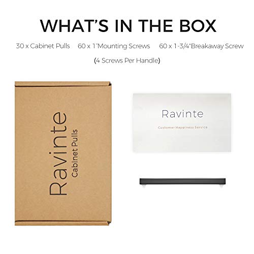 Ravinte Matte Black Square & Solid Cabinet Handles,5 Inch,30 Pack | Zinc Alloy, Flat Black Finish, Screws Included,Drawer Pulls, Cabinet Hardware for Kitchen & Drawer - size: 5 Inch Hole Center