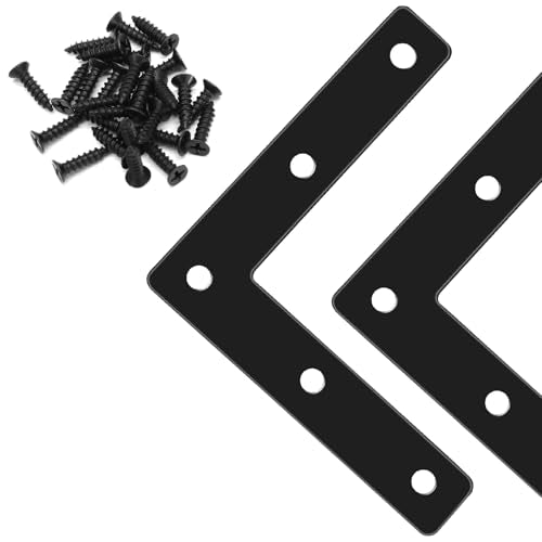 Litoexpe 10 Pcs Black L-Shape Angle Bracket 80mm - size: 3.15" x 3.15", style: L Shape