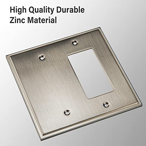 Henne Bery Soft Modern Decorative Wall Plate Switch Plate Outlet Cover (Blank/Decorator, Satin Nickel) - style: Blank/Decorator