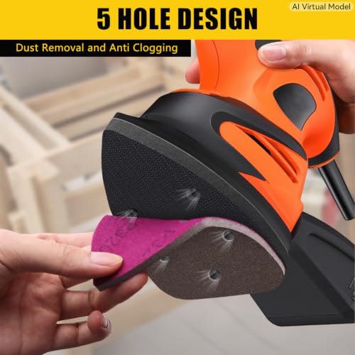 6 Pack 5 Hole Mouse Detail Interface Pads, Hook & Loop Triangle Sanding Pad - size: Mouse 5 Hole - 6 Pack